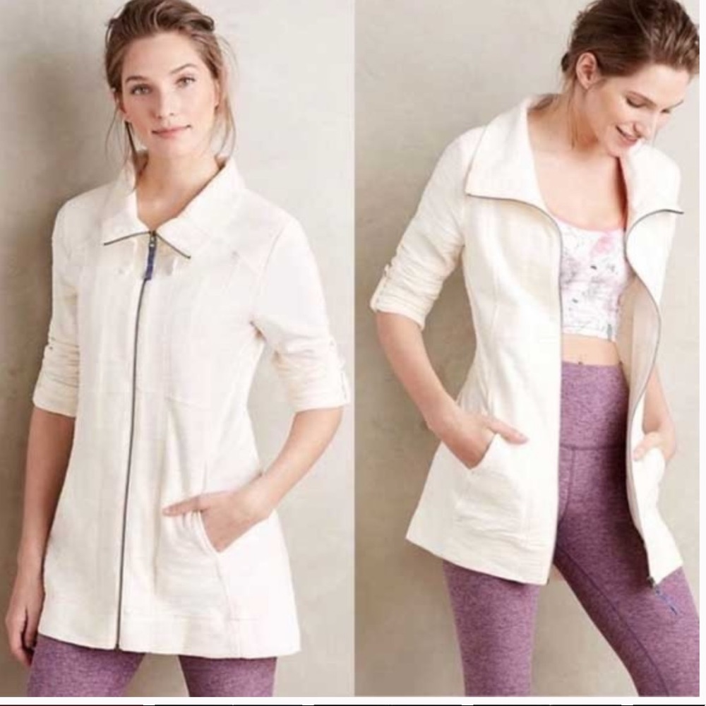 Anthropologie Saturday Sunday • Quinn Textured Cotton Sweater Jacket in Ivory, S